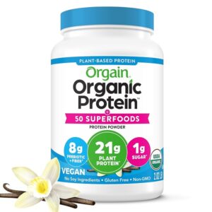 Orgain Organic Plant Based Protein Powder, Vegan, Non-GMO, Gluten Free, 1 Count, Packaging May Vary (Vanilla Bean, 2.74 Pound) - Image 1