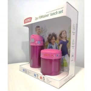(Pink, 2 PC Set) - Thermos FUNtainer Lunch Set Bottle and Food Jar for Kids BPA Free Dishwasher Safe, 2 PC (Pink, 2 PC Set) - Image 2