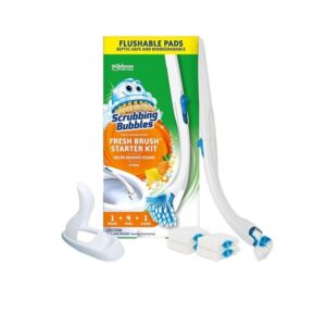 Scrubbing Bubbles Fresh Brush Toilet Cleaning System Starter Kit with 4 Refills - Image 1
