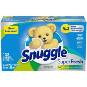 Snuggle Plus Super Fresh Fabric Softener Dryer Sheets with Odor Fighting Ingredients, 105 Count - Image 1