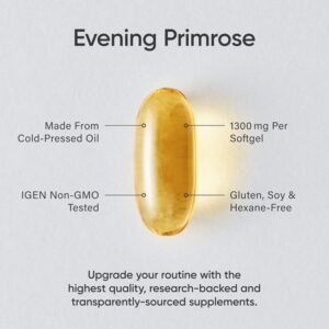 Sports Research Evening Primrose Oil 1300 mg Non - GMO Gluten - free Cold - Pressed with No Fillers or Artificial Ingredients (120 Liquid Softgels) - Image 6