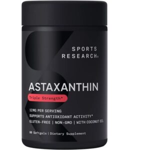 Sports Research Triple Strength Astaxanthin Dietary Supplement, 60 Softgels - Image 1