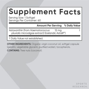 Sports Research Triple Strength Astaxanthin Dietary Supplement, 60 Softgels - Image 2