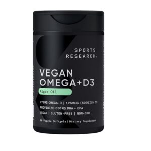 Sports Research Vegan Omega-3 Fish Oil Algae Oil, 60 Veggie Softgels - Image 1