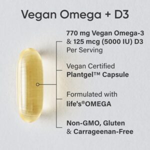 Sports Research Vegan Omega-3 Fish Oil Algae Oil, 60 Veggie Softgels - Image 2