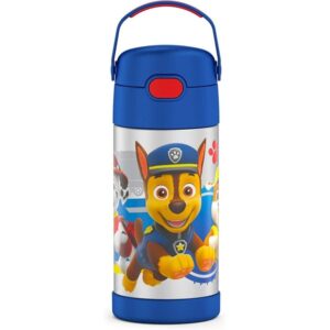 Thermos Funtainer 12 Ounce Stainless Steel Vacuum Insulated Kids Straw Bottle, Blue Paw Patrol - Image 1