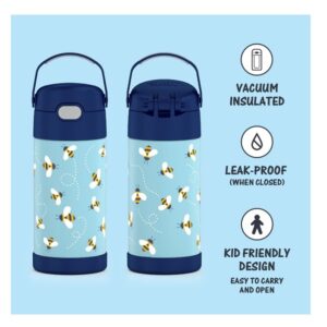 Thermos Funtainer 12 Ounce Stainless Steel Vacuum Insulated Kids Straw Bottle, Honey Bees - Image 2