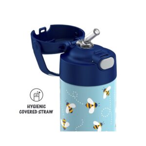 Thermos Funtainer 12 Ounce Stainless Steel Vacuum Insulated Kids Straw Bottle, Honey Bees - Image 3