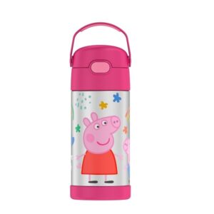 Thermos Funtainer  12 Ounce Stainless Steel Vacuum Insulated Kids Straw Bottle, Peppa Pig - Image 2