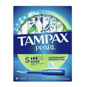 Tampax Pearl Super Plastic Tampons, 18 Count (Unscented) - Image 1