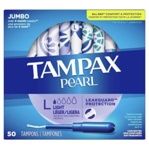 Tampax Pearl Tampons, Unscented, Lite Absorbency, 50 Ct - Image 1