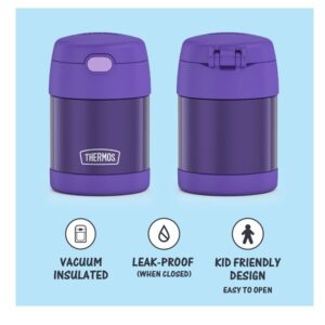 Thermos Funtainer 10 Ounce Stainless Steel Vacuum Insulated Kids Food Jar With Folding Spoon, Purple - Image 3