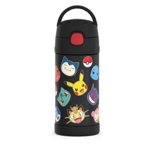 Thermos Funtainer 12 Ounce Stainless Steel Vacuum Insulated Kids Straw Bottle, Pokemon - Image 1