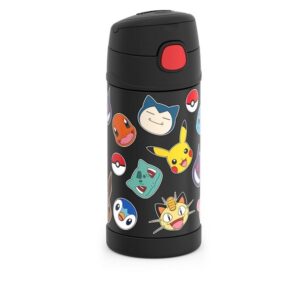 Thermos Funtainer 12 Ounce Stainless Steel Vacuum Insulated Kids Straw Bottle, Pokemon - Image 2