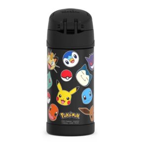 Thermos Funtainer 12 Ounce Stainless Steel Vacuum Insulated Kids Straw Bottle, Pokemon - Image 4