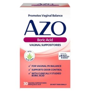 AZO Boric Acid Vaginal Suppositories, Helps Support Odor Control and Balance Vaginal PH with Clinically Studied Boric Acid, Non-GMO, 30 Count - Image 1