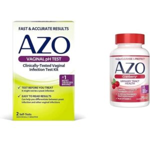AZO Vaginal pH Test Kit & Cranberry Urinary Tract Health Supplement Bundle, 2 Self-Tests & 100 Sugar Free Softgels - Image 1