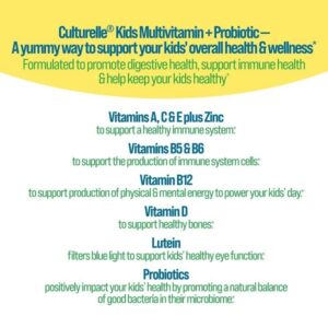 Culturelle Kids Probiotic Gummies for Ages 2+ - Peach-Orange & Mixed Berry Flavors - Digestive & Immune Support with Lutein for Eye Health, 60 Count - Image 7