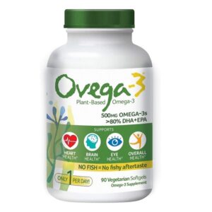 OVEGA-3 Vegan Algae Omega-3 Daily Supplement | Supports Heart, Brain & Eye Health*| No Fishy Aftertaste | 500 mg Omega-3s | 135 mg EPA + 270 mg DHA | Fish Oil Alternative | Vegetarian Softgels 90 CT - Image 1