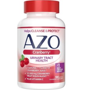 AZO Complete Feminine Balance Daily Probiotics for Women & Cranberry Urinary Tract Health Supplement, 1 Serving = 1 Glass of Cranberry Juice, Sugar Free Cranberry Pills, Non-GMO 100 Softgels - Image 5