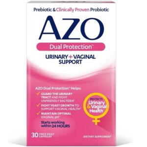 AZO Dual Protection | Urinary + Vaginal Support* | Prebiotic Plus Clinically Proven Women's Probiotic 30 Count & Complete Feminine Balance Daily Probiotics for Women - Image 2