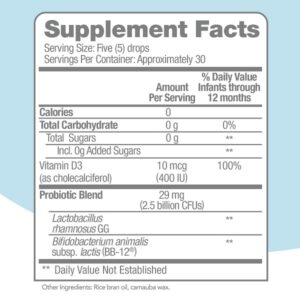 Culturelle, Baby Calm & Comfort Drops 0-12 Months, 0.29 Ounce & Baby Immune & Digestive Support Probiotic + Vitamin D Drops, Helps Support Immune Health - Image 5