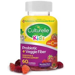 Culturelle Daily Probiotic for Kids + Veggie Fiber Gummies (Ages 3+) - 60 Count - Digestive Health & Immune Support – Berry Flavor with a Vitamin C Boost - Image 1