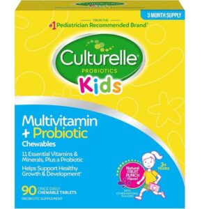Culturelle Kids Complete Chewable Multivitamin + Probiotic for Kids, Ages 3+, 90 Count, Digestive Health, Oral Health & Immune Support - with 11 Vitamins & Minerals, Including Vitamin C, D3 & Zinc - Image 1