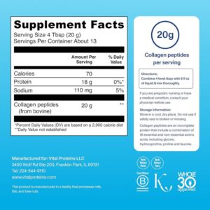 Vital Proteins Collagen Peptides Powder, Promotes Hair, Nail, Skin, Bone and Joint Health, Unflavored 9.33 OZ - Image 3