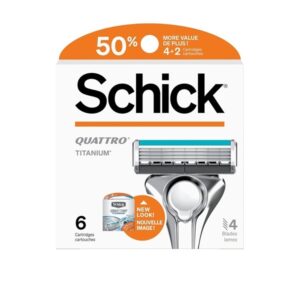 Schick Quattro Mens Titanium Razor Blade Refills For Men Value Pack, 6 Count - Image 1