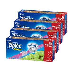 Ziploc Slider Storage Bags gallon, 4 Pack, 26 Ct (104 Total Bags)(Plastic, Transparent) - Image 1