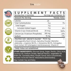 TruHeight Growth Multivitamin Gummies, Watermelon Flavour, 60 Count, Ages 5+, Bone Development Support - Image 3