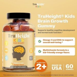 TruHeight Kids Brain Growth Multivitamin Gummies, Orange Flavour, 60 Count, Ages 2+ - Image 2