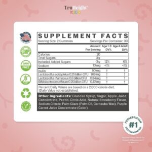 TruHeight Kids Prebiotic & Probiotic Gummies, Strawberry Flavour, 60 Count, Ages 2+, Digestive Health Support - Image 4