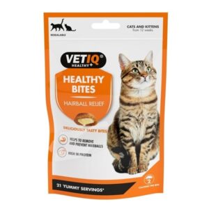 VETIQ Healthy Bites Hairball Relief Cat Treats, 65 g, Pack of 8, for Cats & Kittens 12+ Weeks - Image 1